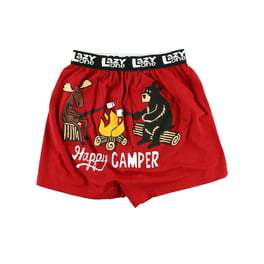 LazyOne Funny Animal Boxers, Happy Camper, Humorous Underwear, Gag Gifts  for Men (Large)
