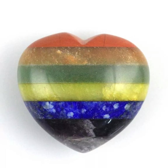GKNET 7 Chakras Heart Polished Healing Crystal Crown Chakra Reiki Stone Delicate Jewelry Gift