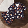 thumbnail image 4 of Mifsaly Big Girls 2 Piece Pajama Sets Halloween Pumpkin Graphic Short Sleeve Button Down Shirts and Shorts Kids Soft Comfortable Sleepwear Holiday Outfits, 4 of 7