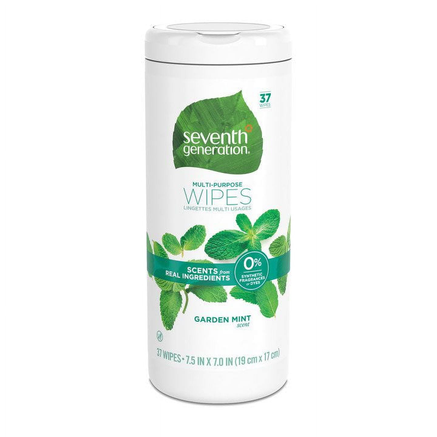 Seventh Generation Multi Purpose Wipes All Purpose Cleaning Garden Mint  scent with 100% Essential Oils and Botanical Ingredients 70 count, Pack of 3