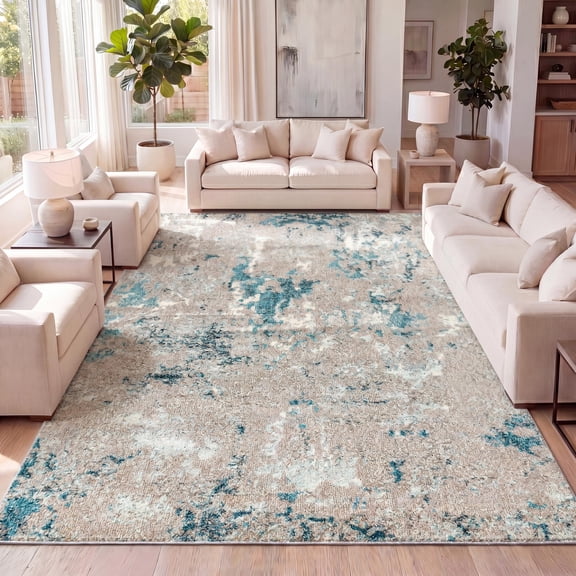 JONATHAN Y CONTEMPORARY POP 5 x 8 Area Rug, Modern Abstract Faded - Blue/Gray, CTP103A-5