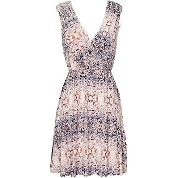 BCBGeneration Pleated-Bodice Printed Dress Large