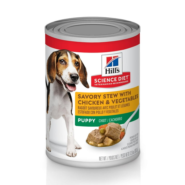 Hill s Science Diet Puppy Canned Dog Food Savory Stew with Chicken Vegetables 12.8 oz 12 Pack wet dog food Walmart