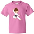 thumbnail image 3 of Inktastic Cute Girl, Brown Hair, Black Belt, Karate Pose Youth T-Shirt, 3 of 5