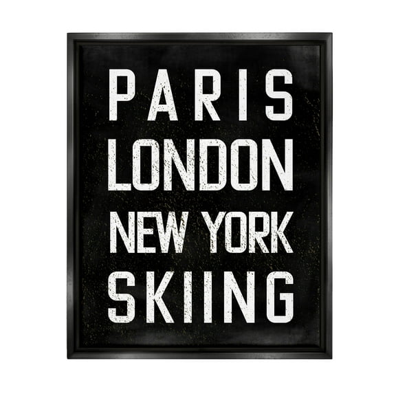 Stupell Industries Worldwide Skiing Winter Sports Graphic Art Jet Black Floating Framed Canvas Print Wall Art, Design by Valerie Weiners