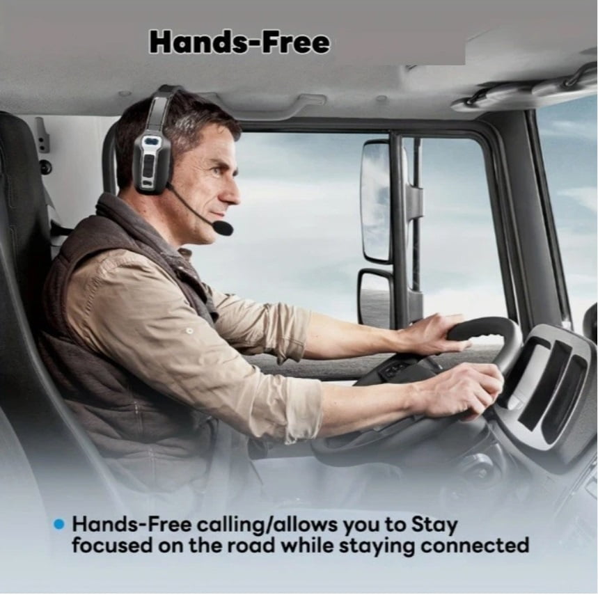AI Noise Cancelling Trucker Headset Wireless Bluetooth 5.2 with Microphone, 60H Battery, Dual Device Connection for Phone, PC, Laptop, Call Center