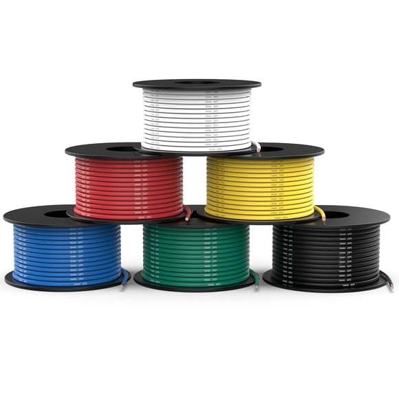 NAOEVO 18 Gauge Wire 180ft, 18 AWG Wire 6 Colors 30ft Each Spool, Flexible Silicone Tinned Copper Electrical Cable, Wiring kit for Breadboard/Automot
