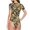 thumbnail image 4 of The Xecao Sunflowers Bee Women's Crew Neck Body Suit, a short-sleeved bodysuit and basic swimsuit, both comfort and style for dating and daily life, 4 of 9