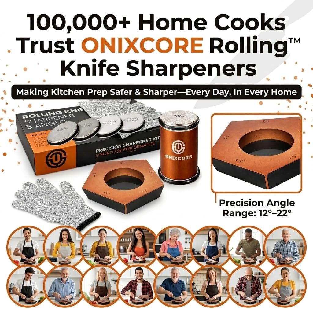 Rolling Knife Sharpener Kit with Magnetic Base, 5-Angle Settings, 4  Ceramic Discs & Cut-Resistant Gloves for Kitchen Chef Pocket Knives