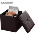 thumbnail image 2 of Storage Ottoman with Faux Leather Foldable Small Square Foot Rest Stools Coffee Table Black 11.8"X 11.8", 2 of 7