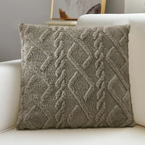 Holloyiver Throw Pillow Covers, 18 x 18 Inch Gray Decorative Pillow Covers, Soft Plush Luxury Short Faux Wool Cushion Covers Couch Sofa Pillow Covers for Living Room