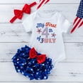 thumbnail image 4 of Quealent Baby 4th of July Outfit Girl Baby Girls Outfit Romper + Ruffled Shorts Independence Day Set Red,3-6 Months, 4 of 5