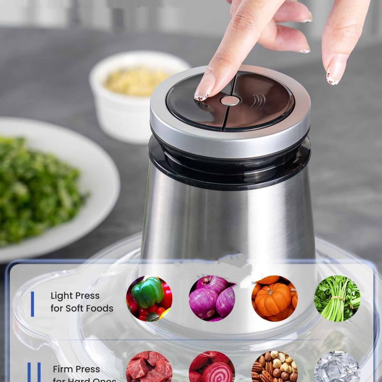 Food Processor Small, 10 Cup Food Chopper with Container, 2.3L 600W Electric Meat Grinder for Home Use, Stainless Steel Mini Food Processor for Kitchen, Vegetable, Onion, Garlic, Salad