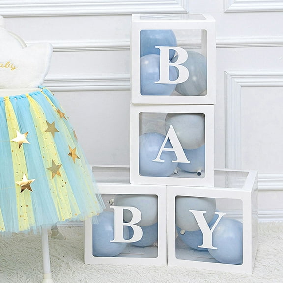 Conditiclusy Balloon Box Exquisite Party Decor Baby Shower Supplies A-Z Letter Cardboard Cube Clear Box for Propose Marriage