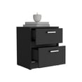 thumbnail image 3 of 2 Drawers Bedroom End Table, Black - Modern Compact Side Table With Metal Handles In Space Saving, 3 of 4