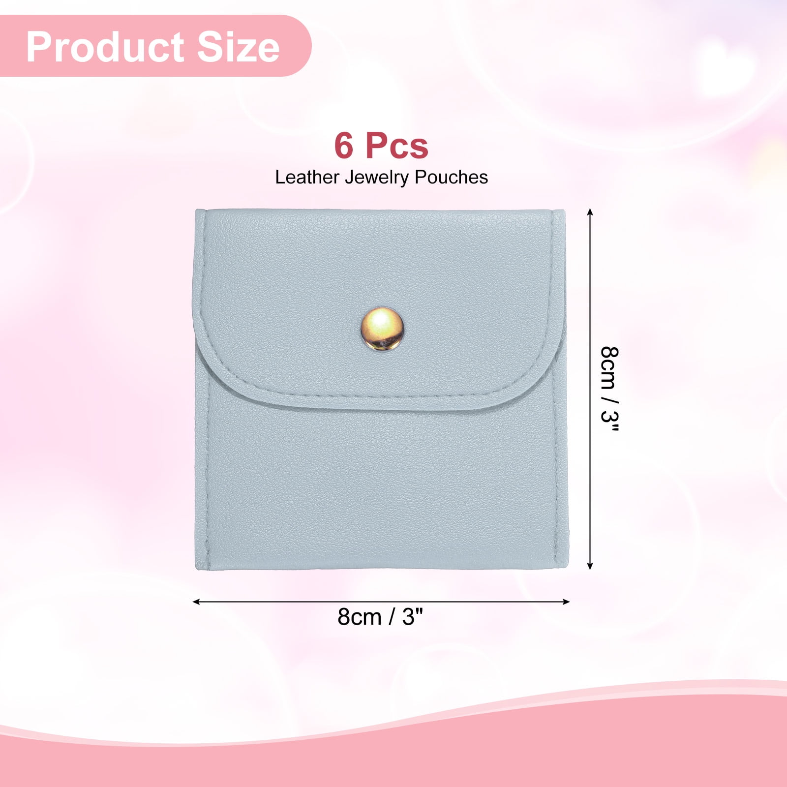Unique Bargains 6Pcs Mini PU Leather Small Jewelry Bags Soft Jewelry Package Blue