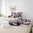 thumbnail image 5 of Manfei Girly Pink Minimalst Twin Bedding Sets 7-Piece, Stripes Ombre Bedding Comforter Set, Abstract Geometric Reversible Sheet Sets, Breathable Home Decor, 5 of 7