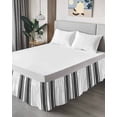 thumbnail image 4 of Black Striped Wrap Around Bed Skirts for King Bed 16" Drop,Bed Skirt with Adjustable Elastic Belt Dust Ruffle Bed Valance for Bedroom Modern White Striped Abstract Art Aesthetics Bed Frame Cover, 4 of 7