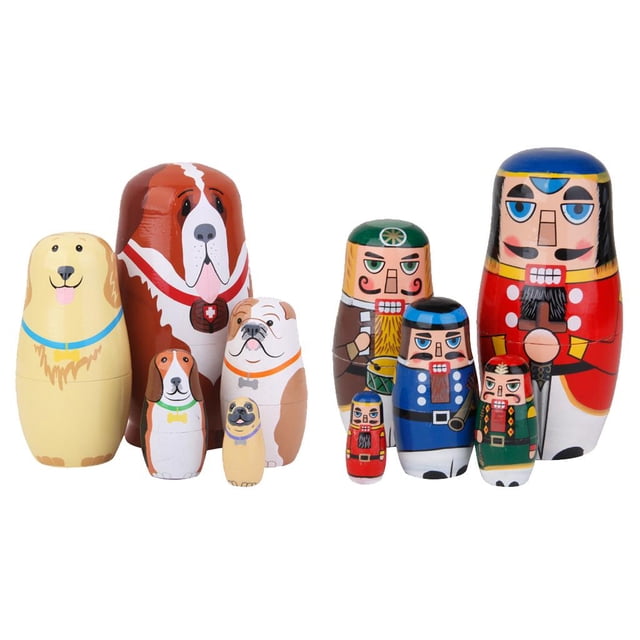2 Juegos de de Anidación Matryoshka Dibujos Animados / Perro 5 Unids / Set CUTICAT Muñecas Rusas