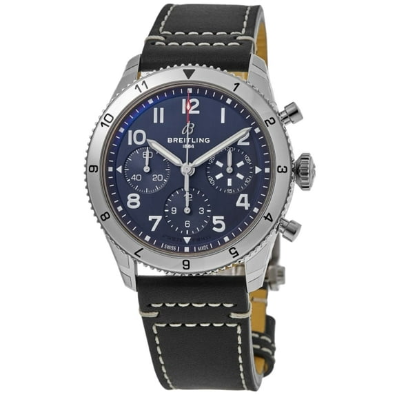 Breitling Classic Avi Chronograph 42 Tribute to Vought F4U Corsair Blue Dial Leather Strap Men's Watch A233801A1C1X1