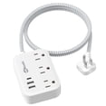 thumbnail image 1 of Enchufe plano Power Strip okleeic de 3 pies con 3 salidas y 3 puertos USB, 1 of 7