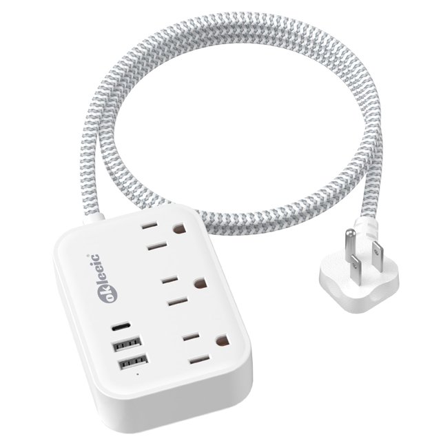 Enchufe plano Power Strip okleeic de 3 pies con 3 salidas y 3 puertos USB