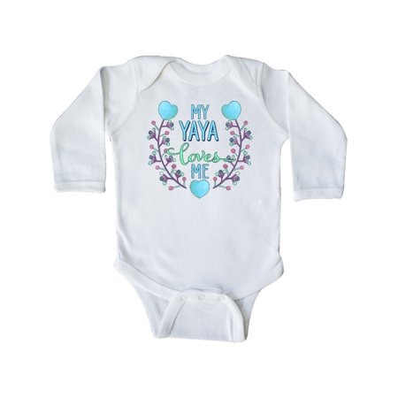 

Inktastic My Yaya Loves Me with Hearts and Flowers Gift Baby Boy or Baby Girl Long Sleeve Bodysuit