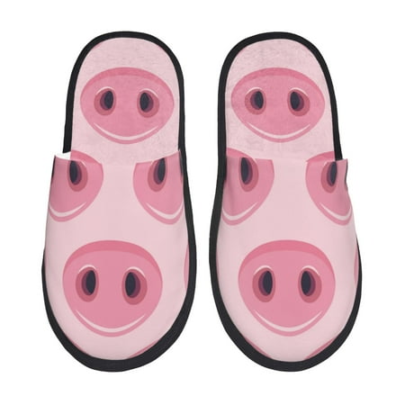

Adobk Pig Nose Print Slippers Indoor Outdoor Retro Slippers House Soft Fluffy Slides Cushion Furry Slippers-Large