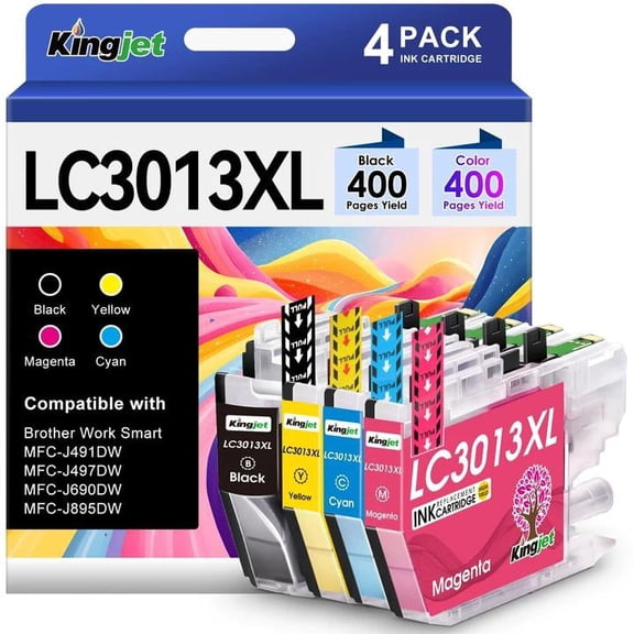 LC3013 Ink Compatible for Brother LC3013XL LC3013 Ink Cartridges (2 Black Cyan Magenta Yellow, 5 Pack)