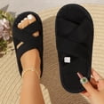 thumbnail image 4 of Iyufng Womens Criss Cross Strap Textile Slippers Soft Comfortable Open Toe Flat Warm Cozy Casual Indoor House Slide Sandals, 4 of 7
