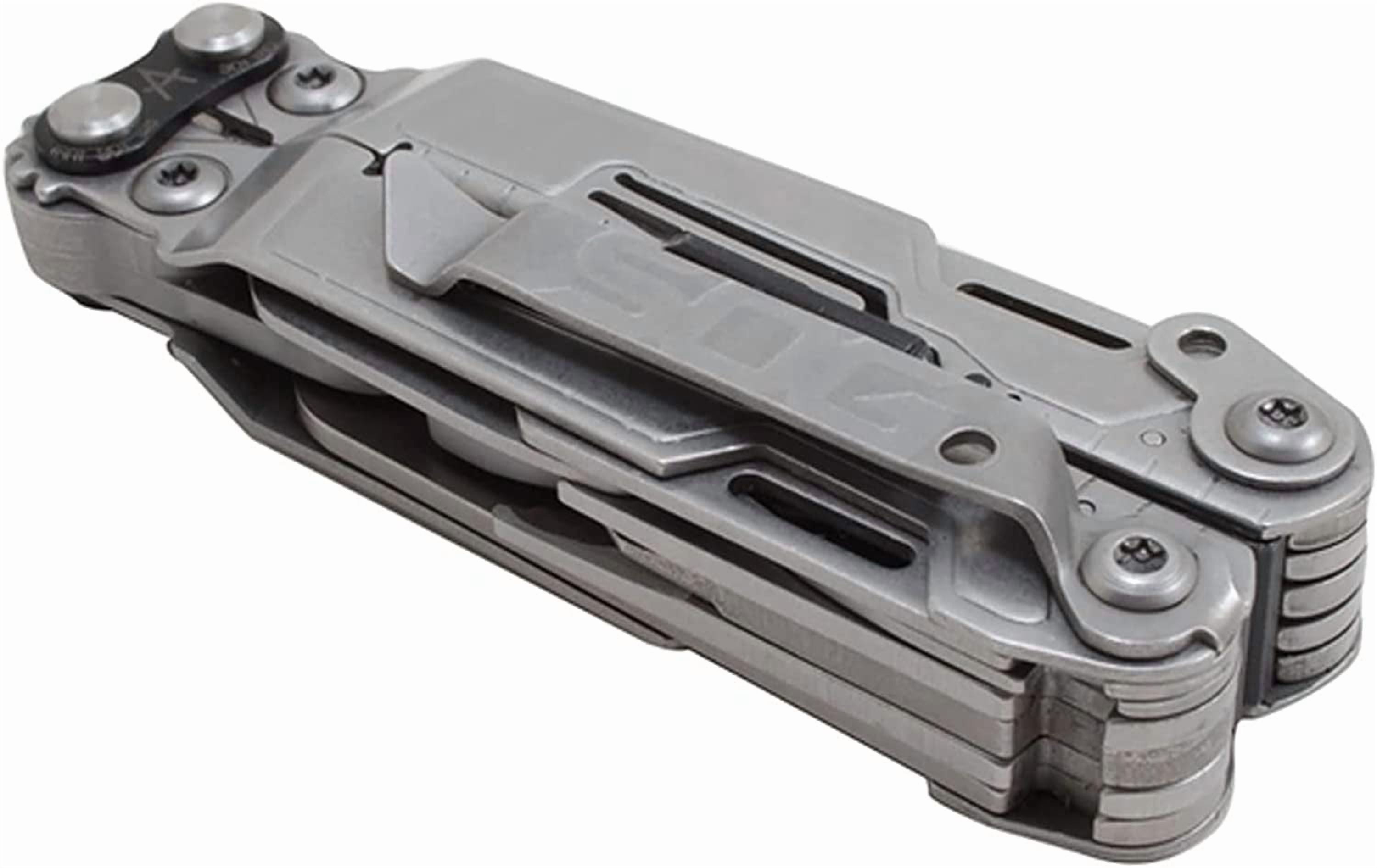 PowerPint Mini Com Stainless Steel Multi-Tool |18 Lightweight Specialty Tools & Multitool Pliers Pocket Knife, Stone Wash