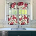 thumbnail image 3 of Pioneer Kitchen Curtains and Valance Set 24 Inch Tier the Peony Flowers Curtains Small Drapes for Cafe Living Room Bathroom Farmhouse 3 Pieces Set Rod Pocket, 3 of 6