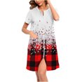 thumbnail image 2 of Nightgowns for Women Button Down Night Shirts Short Sleeve Sleep Shirts V Neck Sleepwear Pajama Dress White M, 2 of 7