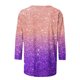 thumbnail image 5 of Fiudx Ofertas y Liquidaciones Moda Mujer Impresión Cuello Redondo Manga 3/4 Camiseta Pulóver Cuello Redondo Blusa Superior, 5 of 5