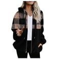 thumbnail image 2 of Verugu Winter Jackets for Women, Women's Oversized Winter Warm Coats, Women Zipper V-Neck Pullover Long Sleeve Hooded Blouse Sweatshirt Overcoats Outwear Coats Khaki XL, 2 of 6