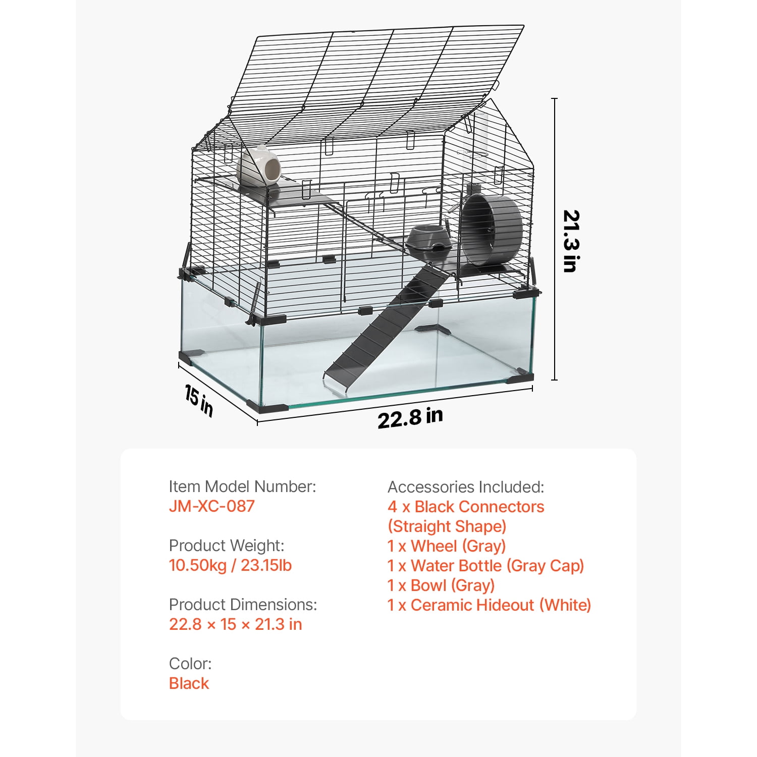 Wire Hamster Cage Habitat 22.8in Pet Rodent Gerbil Mice Small Animal House