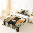 thumbnail image 3 of Manfei Tribal Kitten Twin Sheets, Bohemian Damask Flower Bedding, Orange Cream, 3pcs, 1 Flat Sheet, 1 Fitted Sheet and 1 Pillowcase, 3 of 6