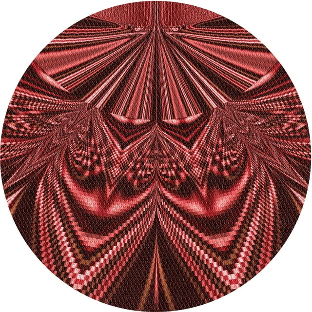 Ahgly Company Tapis Rond Lavable en Machine Intérieur Rouge Pamplemousse Transitionnel, 7 Pieds Rond