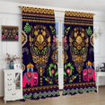 thumbnail image 4 of Rideaux Indiens Boho Motif Éléphant Fleur Rideaux Imprimés Décoration Chambre Salon Rideaux Occultants W63 *'L63 Pouces, 4 of 8