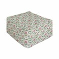 thumbnail image 1 of Floral Rectangle Pouf, Design of Striped Flowers and Leaves Blots Pastel Colored Vintage Pattern, Under Desk Foot Stool for Living Room Office with Cover, 25", Ruby and Reseda Green, by Ambesonne, 1 of 4