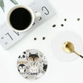 thumbnail image 5 of Kll Round Shape Drink Coasters Set Of 4,Pu Leather Absorbent Coasters Set Decorative Coffee Cup Coasters Housewarming Gift For Home Decor-Funny Animals Series, 5 of 9