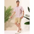 thumbnail image 4 of Lars Amadeus Camisas a rayas de verano para hombre, manga corta, casual, con botones, camisa de playa hawaiana blanco rojo XXL Unique Bargains Camisas, 4 of 6