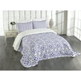 thumbnail image 3 of Ambesonne Geometrıc Quilted Bedspread Set 3 Pcs, Portuguese Floor Tile, King Size, Violet Blue and Blue Grey, 3 of 5