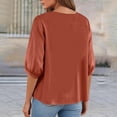 thumbnail image 5 of DENGDENG Embroidered Cotton Linen Tops for Women 3/4 Sleeve Summer Boho Peasant Gauze Blouses Dressy Casual Bohemian Shirts, #03 Orange S, 5 of 7