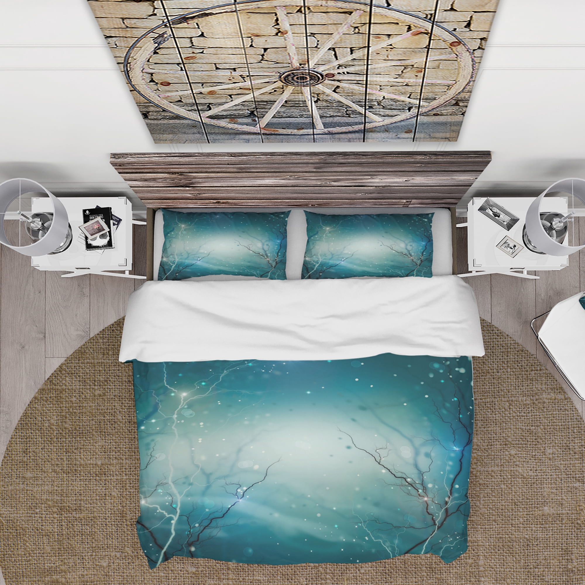 Designart 'Blue Winter Fantasy Forest' Cabin & Lodge Duvet Cover Set