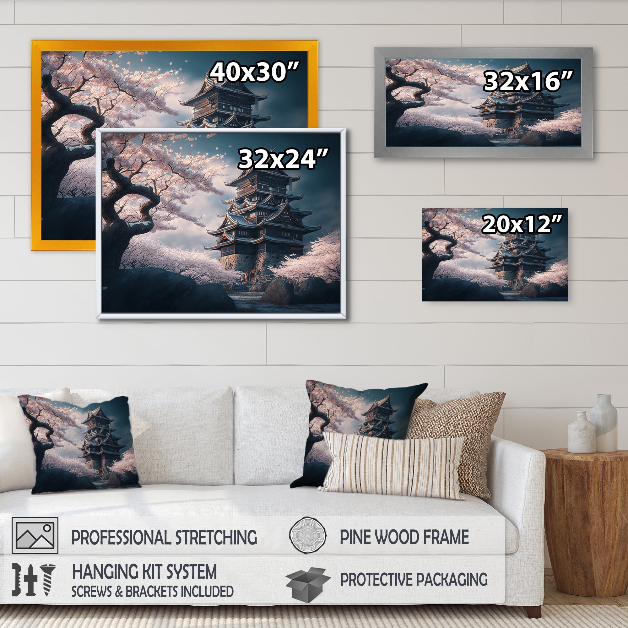 Designart Cherry Blossums In The City III Canvas Wall Art