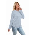 thumbnail image 3 of Ronuti Womens Sweaters Long Sleeve Shirts Fall Fashion 2026 Trendy Tops Ruched Outfits Winter Clothing Blue Shirts, 3 of 8