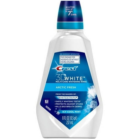 Crest 3D White Arctic Fresh Icy Cool Mint Flavor Multi-Care Whitening Mouthwash, 8 fl oz