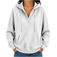 thumbnail image 4 of Teylalorva Womens Outerwear Jackets Classic Oversized Hooded Button Drawstring Pocket Pullover Sweatshirt Fall Winter White Size M, 4 of 6