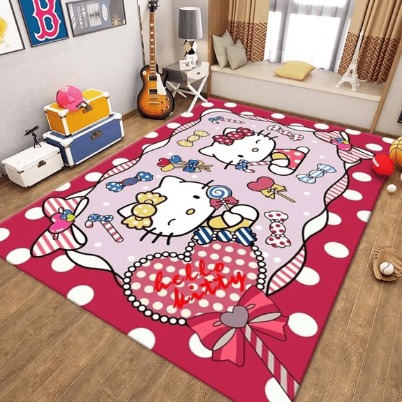Cartoon KT Cat Home Carpet Bedroom Bedside Rug Sofa Area Rug Living Room Floor Mat Decorative Carpet
